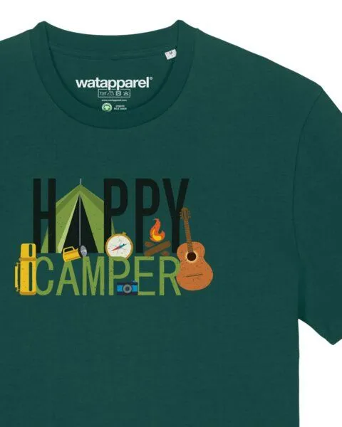 watapparel watapparel T-Shirt Unisex Happy Camper, Glazed green, – Produktbild 3 von 3