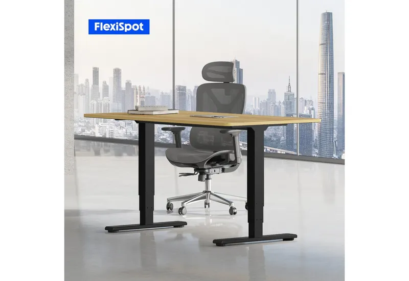 Flexispot Flexispot Schreibtisch Elektrisch Höhenverstellbarer Schreibtisch EC5 LITE mit Dualmotor (25MM einteiliger Tischplatte & 3-fach Teleskop, 4 Speicherhöhen & Antikollisionssystem), 120x80/140x80/160x80/180x80, Schwarz | ahorn, – Produktbild 2 von 5