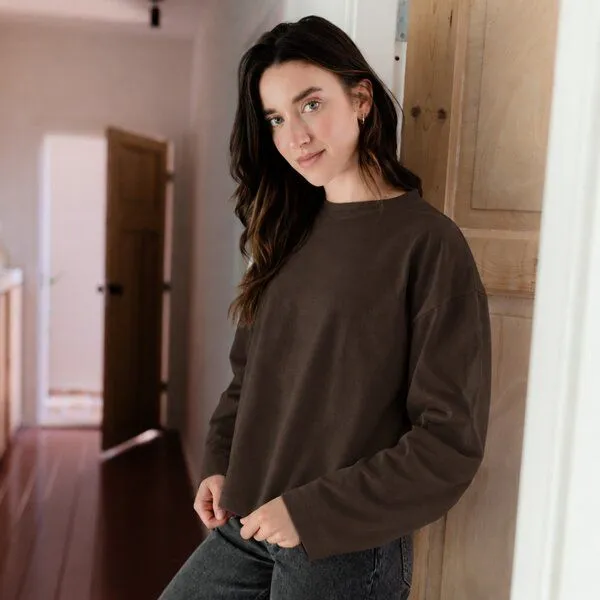 NORDLICHT NORDLICHT Oversize Langarmshirt Pien, Braun, – Produktbild 1 von 4