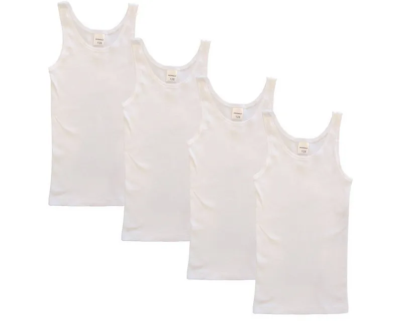 HERMKO Achseltop 2000 4er Pack, Tank Top, 100 % Bio-Baumwolle, Achselshirt, basic, weich, Weiß, – Produktbild 1 von 2