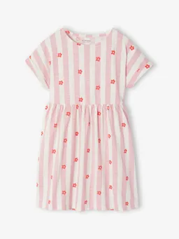Vertbaudet Gestreiftes Jersey-Kleid mit kurzen Ärmeln Mädchen – Produktbild 1 von 1