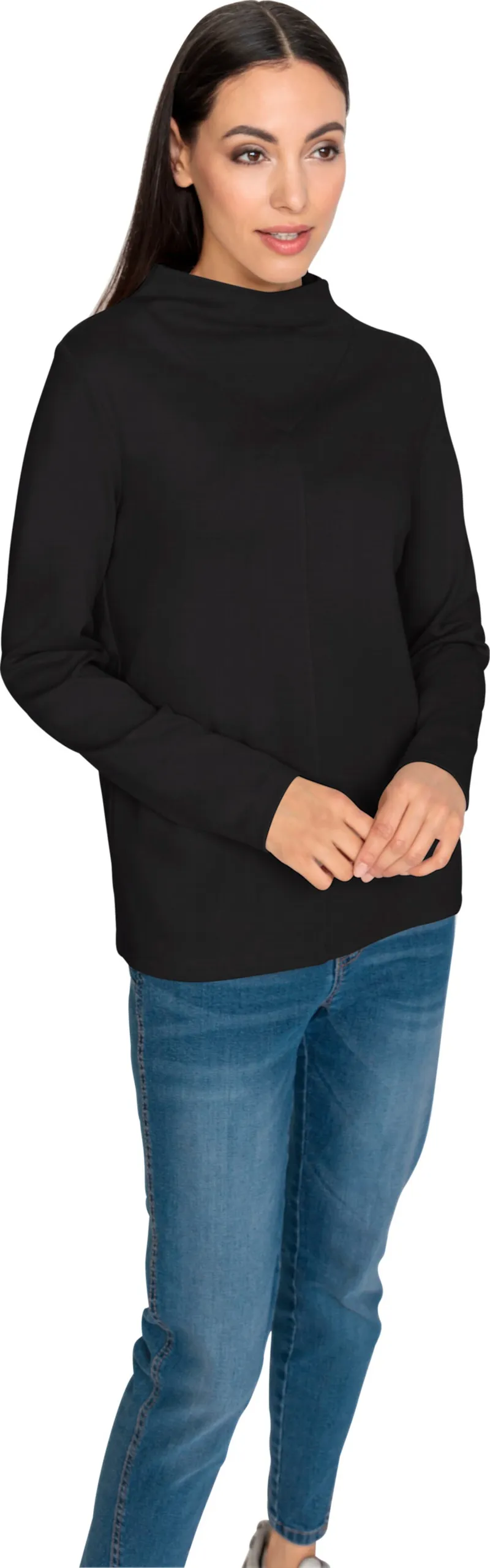 heine Stehkragenshirt schwarz, Schwarz, – Produktbild 2 von 2