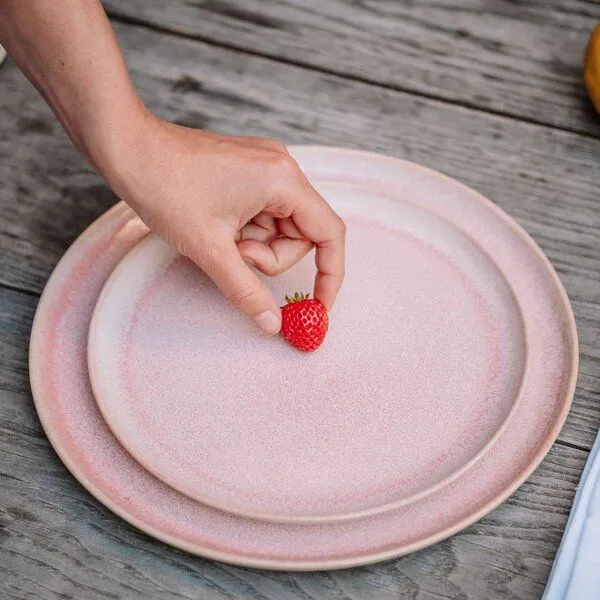 Econovo Econovo Keramikteller Klein Handgemacht 22cm, Rot-rosa (rot), – Produktbild 3 von 4