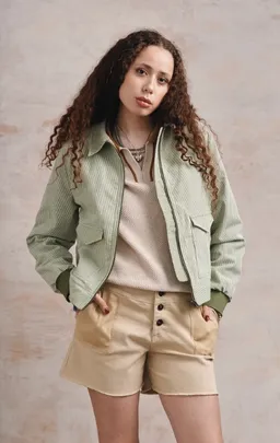 KOMODO KOMODO Damen vegan Bomberjacke Vivi Stripe Grün – Produktbild 1 von 1