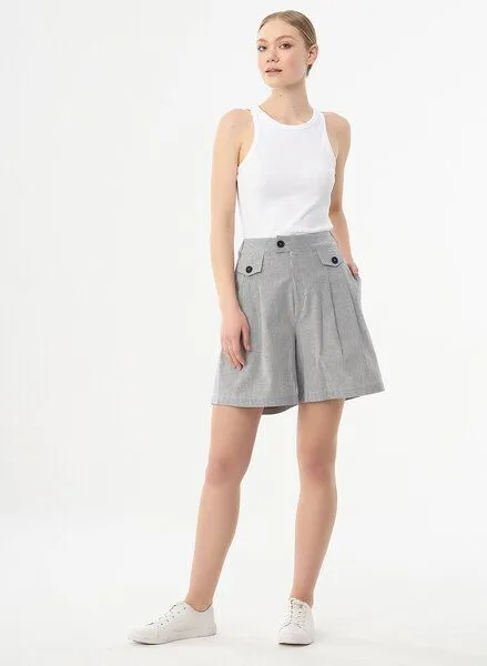 ORGANICATION ORGANICATION Shorts aus Bio-Baumwolle mit Streifenmuster, Shadow/off white, – Produktbild 3 von 5