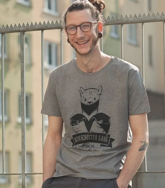 päfjes päfjes Otter Schotter Gang - Fair Wear Männer T-Shirt - Heather Grey – Produktbild 2 von 4