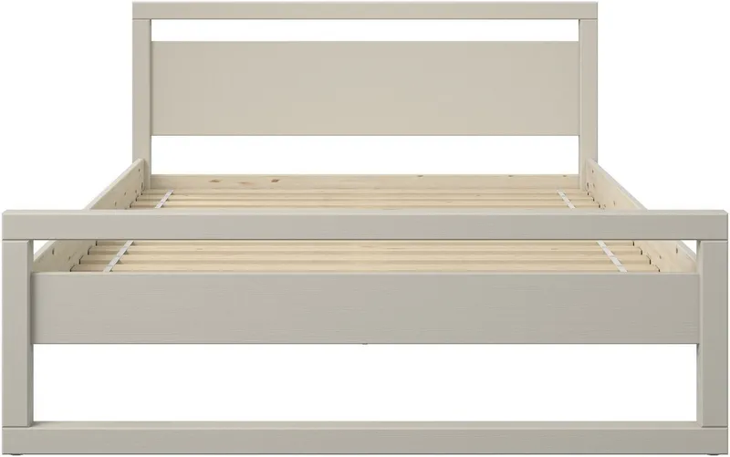 OTTO home Massivholzbett Wellow, Kaschmir-Beige, Kiefer, inklusive Lattenrost, Kufen (Liegefläche 140x200 cm), nordisch-modern, bis 180 kg belastbar, FSC® & Made in Europe, Beige, – Produktbild 4 von 5