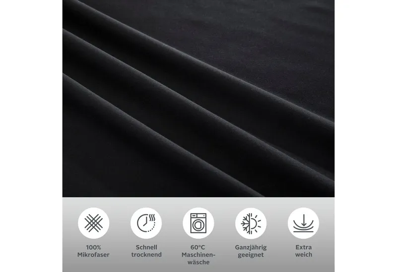 OTTO home Wendebettwäsche Desner2 100% Microfaser, extra weich, allergikerfreundlich, Microfaser, 2 teilig, Premium Qualität, uni, schnell trocknend, pflegeleicht, ab 135x200 cm, Grau|schwarz, – Produktbild 3 von 7