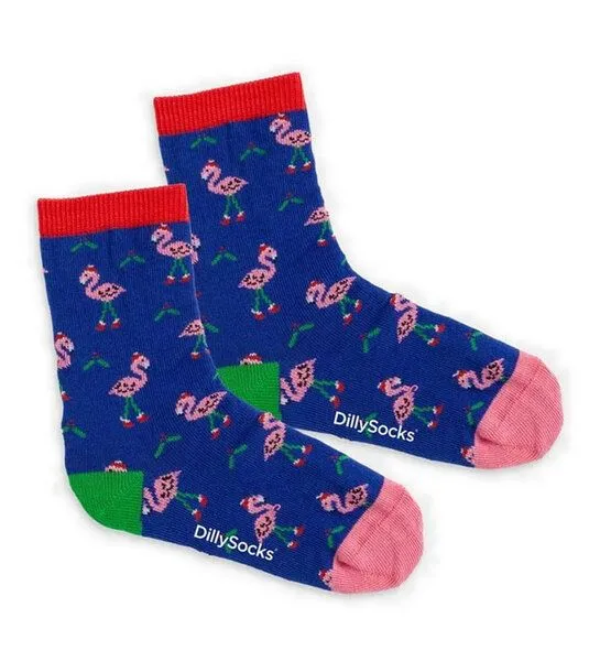DillySocks DillySocks Kindersocken Lil Flamingo Fest aus Biobaumwoll-Mix, Blau, – Produktbild 1 von 4