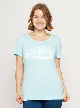 Peaces.bio - handbedruckte Biomode Peaces.bio - handbedruckte Biomode Lieber Wieder Shirt Landscape Damen – Produktbild 1 von 1
