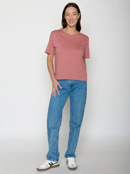 GreenBomb GREENBOMB Basic Nova - Kastiges T-Shirt aus Bio-Baumwolle / GOTS / Fair & Vegan, Rosa (dark rose), – Produktbild 3 von 4