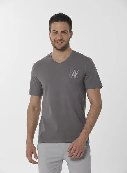 ORGANICATION ORGANICATION T-Shirt aus Bio-Baumwolle mit Kompass-Print, Silber(shadow), – Produktbild 1 von 4