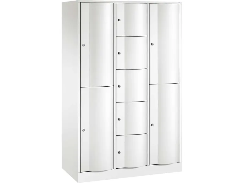 C+P C+P Kombi-Schließfachschrank, H1950xB1148xT540 mm, 2+5+2 Fächer, Verkehrsweiß – Produktbild 1 von 1