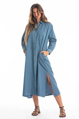RAVENS VIEW IBIZA RAVENS VIEW IBIZA Damen vegan Hemd Kleid Safari Jeans Blau – Produktbild 1 von 1