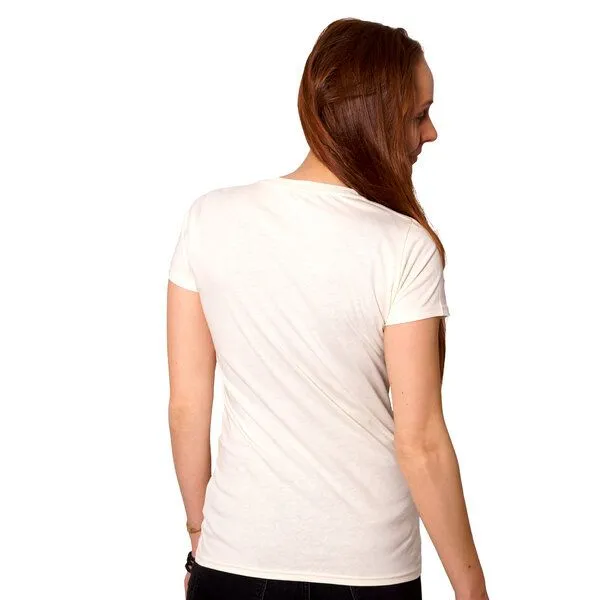 HANDGEDRUCKT HANDGEDRUCKT "Gartenfreude" Frauen-T-SHIRT von Earth Positiv Biobaumwolle, Ecru, – Produktbild 2 von 3