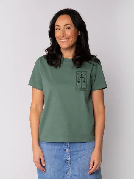 watapparel watapparel T-Shirt Frauen Tarot Justice, Green bay, – Produktbild 1 von 3