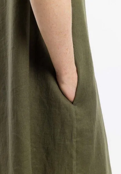 Rotholz Rotholz Kleid - Kaftan - aus einem Baumwolle/Leinen-Mix, Dark olive (grün), – Produktbild 4 von 4