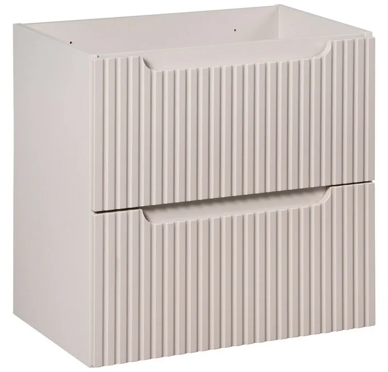Lomadox Unterschrank NEWPORT-56-CASHMERE Waschtischunterschrank, kaschmir mit gerillter Front, ca. 60/57/39cm, Beige|weiß, – Produktbild 3 von 5