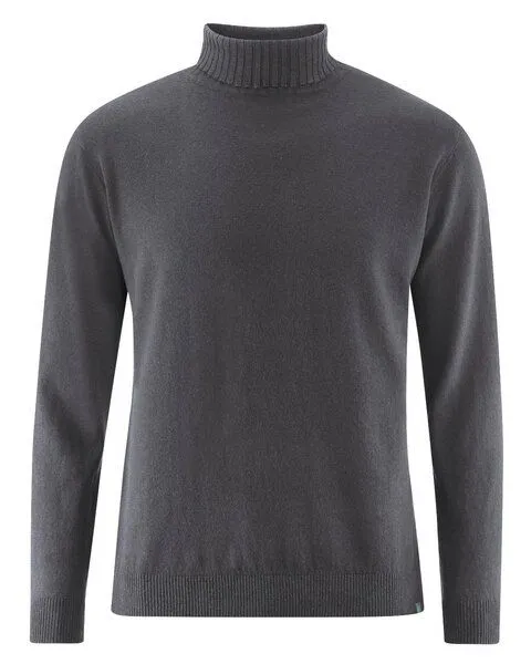 HempAge HempAge Feiner Rollkragenpullover Hanf/Biobaumwolle, Anthrazit (grau), – Produktbild 1 von 4