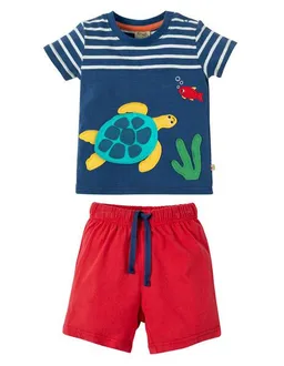 Frugi Frugi Sommerkombi: T-shirt und kurze Hose mit Schildkröte – Produktbild 1 von 1
