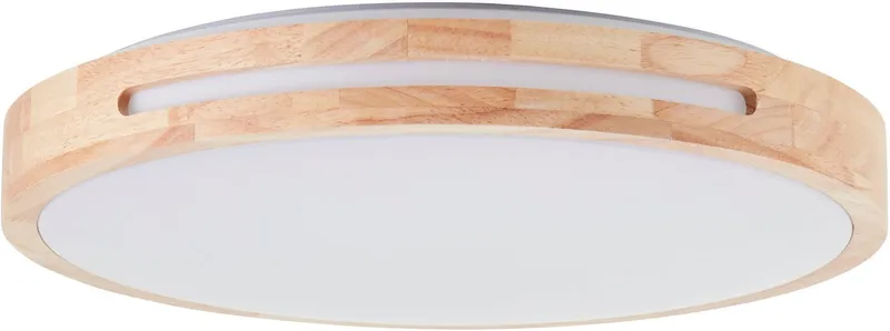 Brilliant Brilliant LED Deckenleuchte Woodbury, mehrere Helligkeitsstufen, LED fest integriert, Warmweiß, Mit Holzrahmen, Ø 39 cm, 2100 lm, 2700 K, Holz/Kunststoff, Weiß, – Produktbild 2 von 5