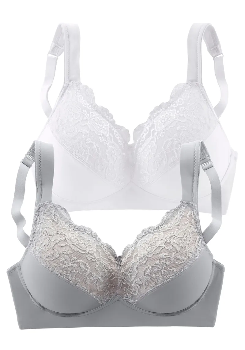 petite fleur by Lascana Bralette-BH silber + weiß, Silber + weiß, – Produktbild 1 von 3