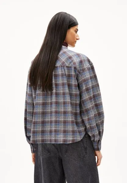 ARMEDANGELS ARMEDANGELS EFINARAA CHECK Damen Bluse aus Bio-Baumwolle, Dark cranberry-nightshadow, – Produktbild 2 von 4
