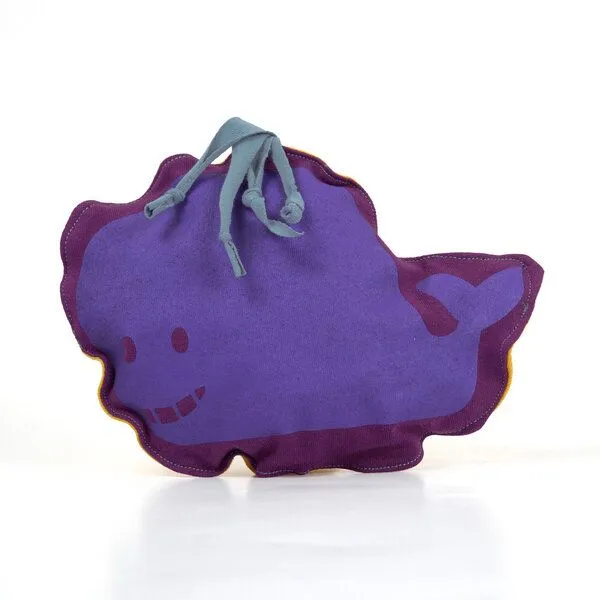 HANDGEDRUCKT Knisterkissen HANDGEDRUCKT Wal, Aubergine, – Produktbild 1 von 4