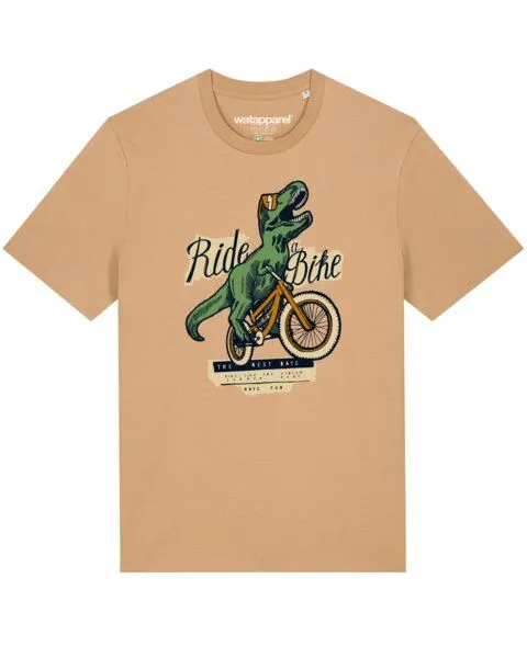 watapparel watapparel T-Shirt Unisex T-Rex Fahrrad, Latte, – Produktbild 1 von 4
