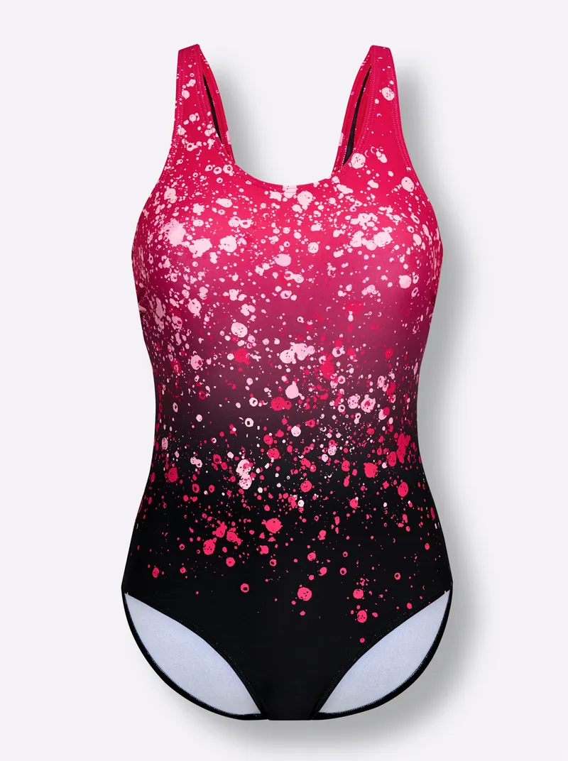 feel good Badeanzug schwarz-pink-bedruckt, Schwarz-pink-bedruckt, – Produktbild 2 von 2