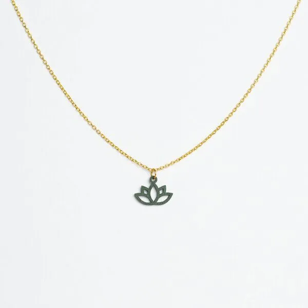 feinformart feinformart Kette mit Holzanhänger 'Lotus', Moosgrün (grün), – Produktbild 1 von 4