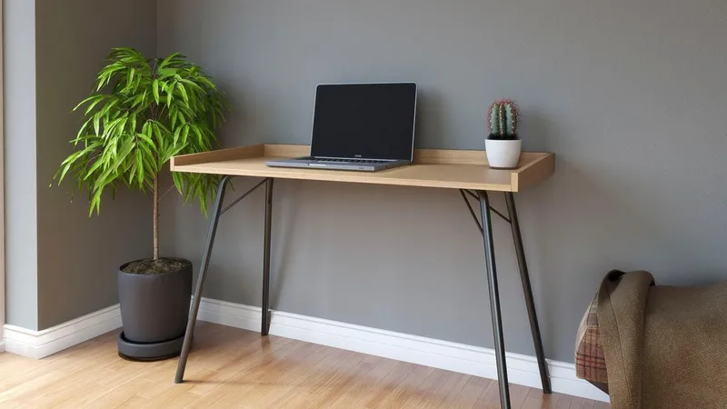 Woodman Schreibtisch Rayburn, Computertisch, Home Office (Made in Europe), im schlichten skandinavischen Design, FSC®-zertifiziert, Beige, – Produktbild 2 von 4
