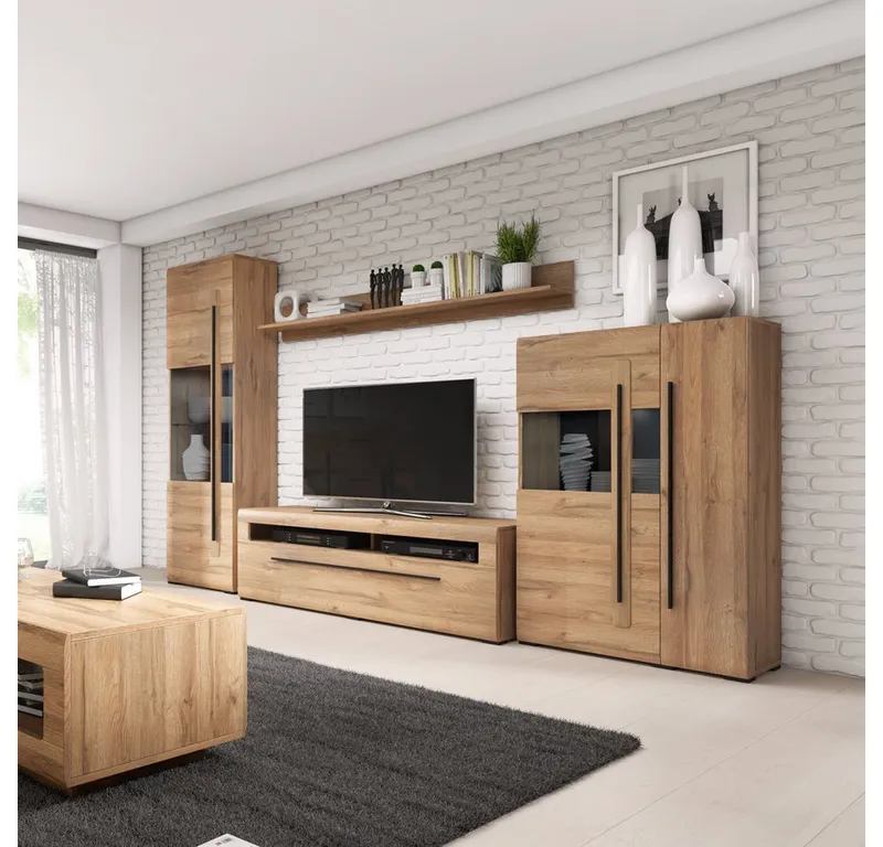 Lomadox Highboard TURDA-83, Grandson Nb. moderner Stil mit Absetzungen in schwarz 90/136/39 cm, Braun, – Produktbild 4 von 5