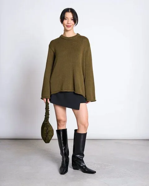 JAN N JUNE JAN N JUNE Strickpullover SONA aus Bio-Baumwolle GOTS, Olive (grün), – Produktbild 1 von 4