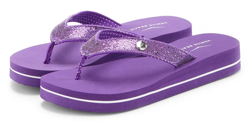 VENICE BEACH VENICE BEACH Sandale, Badeschuh, Badelatsche, Flip Flop, Badeschlappe, Pantolette Badezehentrenner Zehentrenner mit wasserabweisender und leichter Sohle VEGAN, Lila, – Produktbild 2 von 5