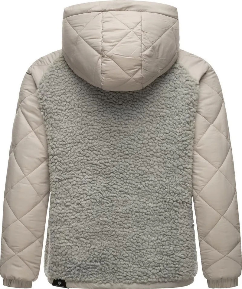 ragwear ragwear Outdoorjacke Leeloo Damen Übergangsjacke aus Teddyfleece mit gesteppten Ärmeln, Braun, – Produktbild 4 von 4