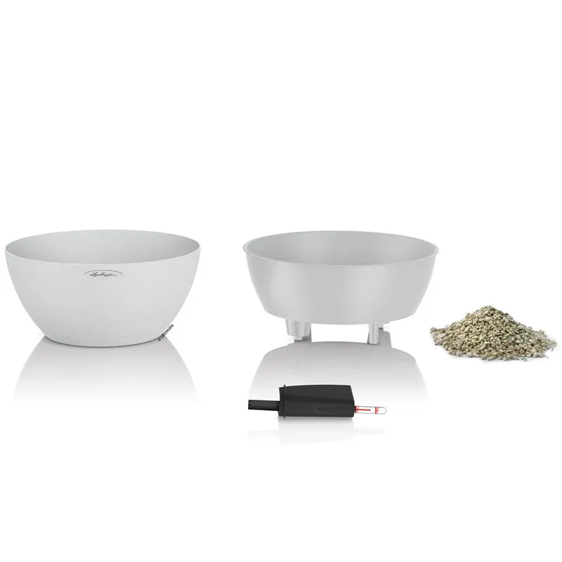 Lechuza® Lechuza® 'Cubeto Stone 40', quarzweiß, ca. Ø 40 x 18,3 cm, Weiß, – Produktbild 1 von 1