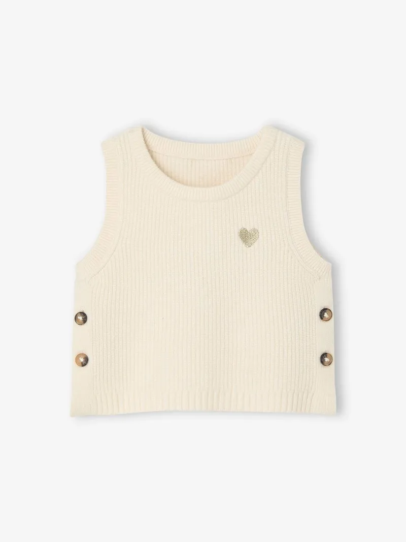 Vertbaudet Baby Pullunder mit Herz-Stickerei, Wollweiß, – Produktbild 1 von 3