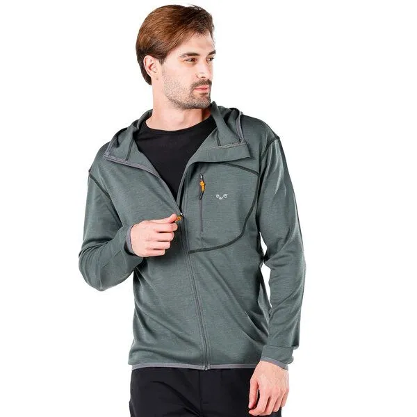 Woolona Woolona Hoodie - MAESTRO - 100% Merinowolle (Zip), Nadelbaumgrün, – Produktbild 3 von 3
