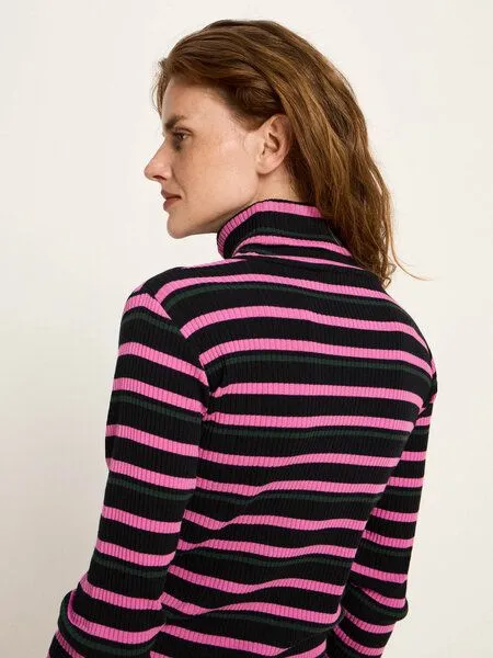 LANIUS LANIUS Rollkragenshirt aus Bio-Baumwolle, Black/pink, – Produktbild 4 von 4