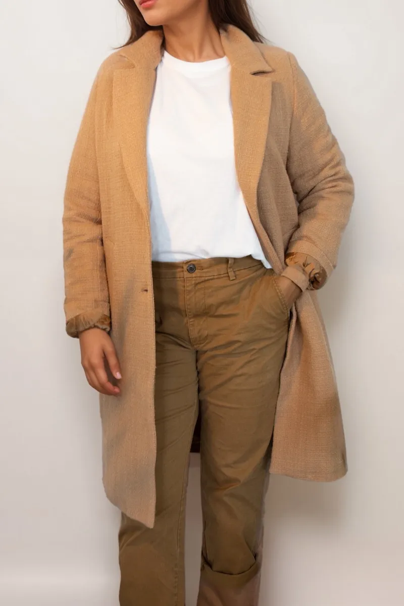 Will's Vegan Store Will's Vegan Store Damen vegan Strukturierter Mantel Aus Veganer Wolle Camel, Hellbraun, – Produktbild 2 von 2