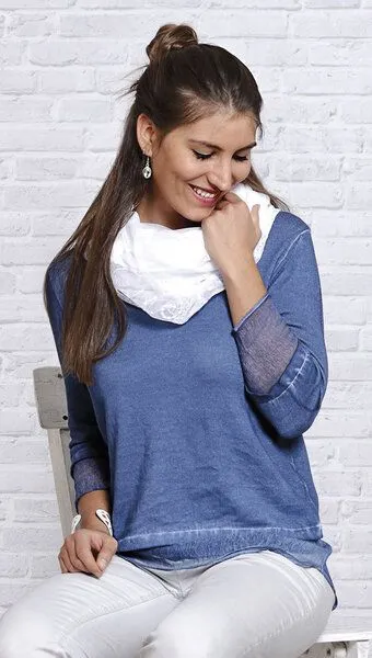 The Spirit of OM The Spirit of OM Strick-Pulli mit Seide jeansblau – Produktbild 2 von 2