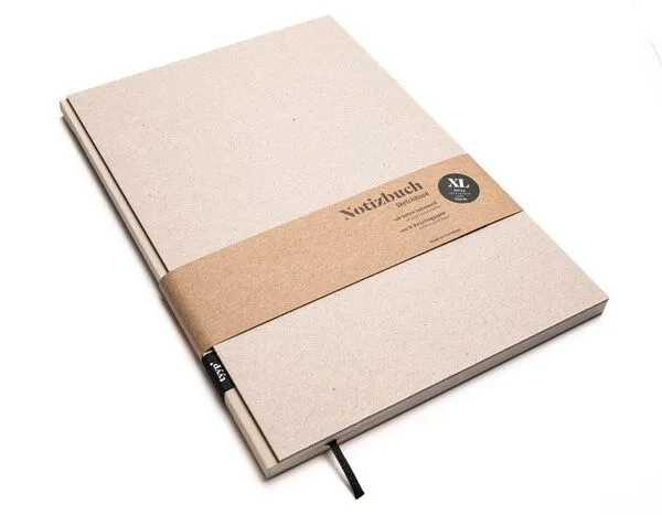 tyyp tyyp Nachhaltiges großes Design-Notizbuch (Recyclingkarton), Creme-farben, – Produktbild 1 von 4