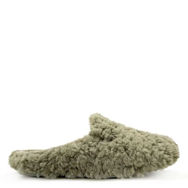 thies Hausschuh "thies ® Rec Fluffy Slipper" aus rec. PES, Emerald (grün), – Produktbild 1 von 4