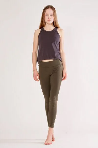 YOIQI YOIQI Yoga Leggings aus Bio-Baumwolle mit hohem Bund, Olive (dunkelgrün), – Produktbild 3 von 3