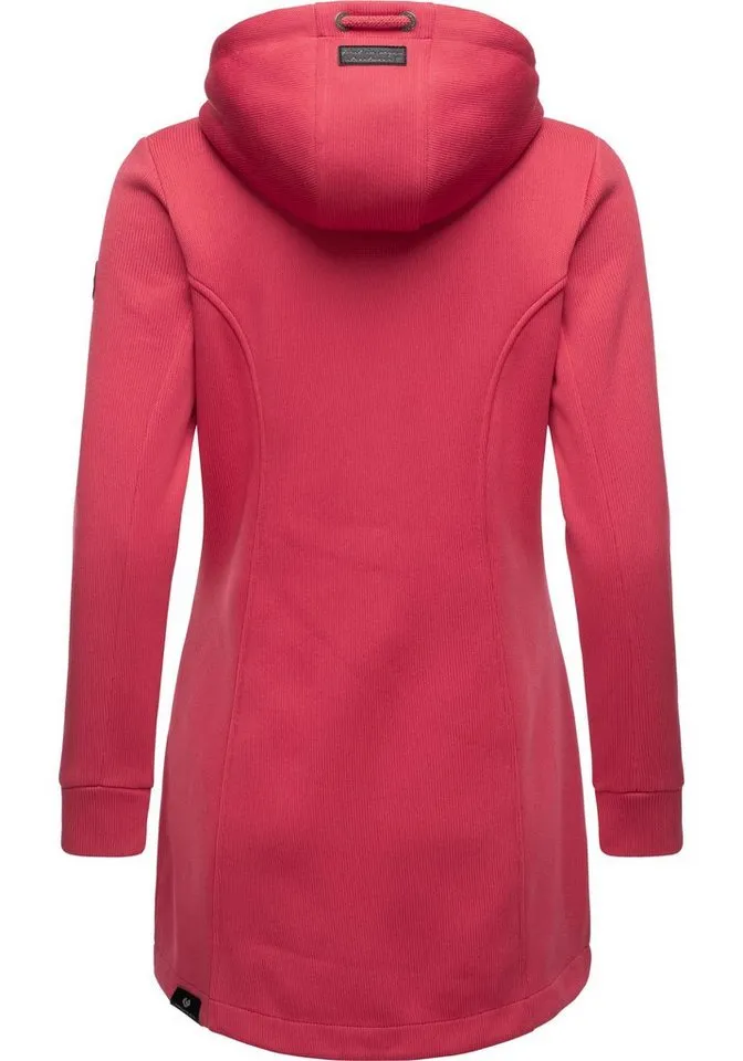 ragwear ragwear Kapuzensweatjacke Letti Bonded Sportliche Kapuzenjacke in Feinstrick-Optik, Rot, – Produktbild 3 von 4