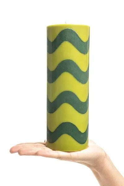 Tranquillo Tranquillo Stumpenkerze GLUMI WAVE, Wax037-grün, – Produktbild 3 von 4