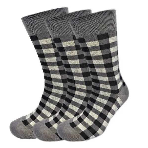 BLS Organic BLS Organic 3er Set GOTS zertifiziert 98 % Bio-Baumwolle Check Pattern Socken, Grau, – Produktbild 1 von 1