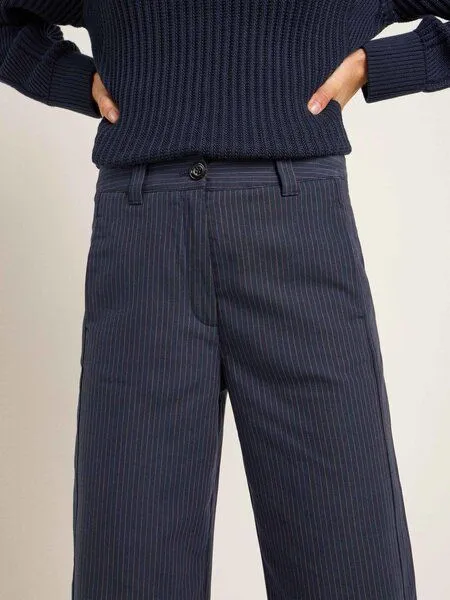 LANIUS LANIUS Nadelstreifen Marlenehose aus Bio-Baumwolle, Leinen und TENCEL, Midnight/ginger, – Produktbild 3 von 4