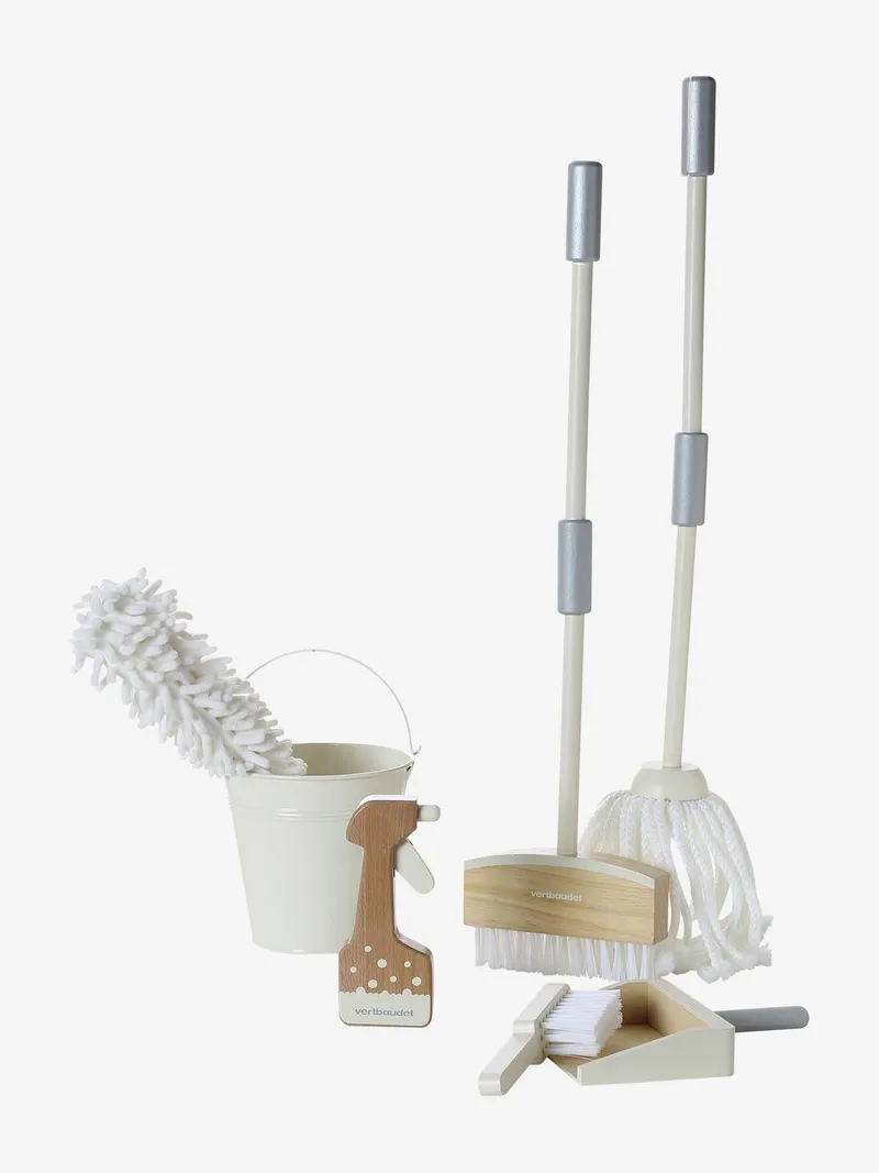 Vertbaudet Vertbaudet Großes Putzset aus FSC®-Holz für Kinder, Weiß, – Produktbild 3 von 3